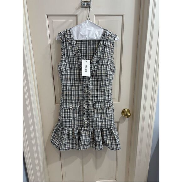 NWT LIKELY Franco Grey Mini Dress - Picture 2 of 6